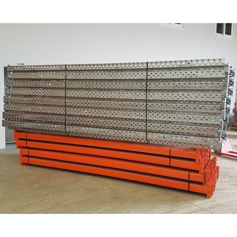 Racks à palettes d'occasion Hauteur 3000mm & Charge de 1200Kg/Niveau, plusieurs longueurs de lisses disponibles