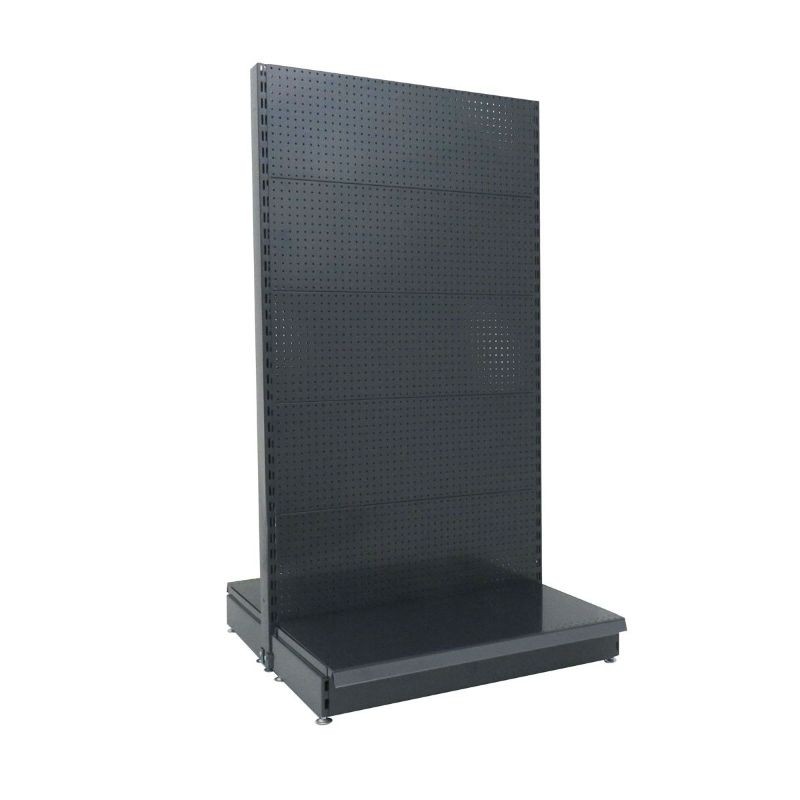 Gondole Centrale avec Base, Longueur 1330 mm, Profondeur 400 ou 500 mm, Fond Perforé, couleur Gris Anthracite RAL 7016